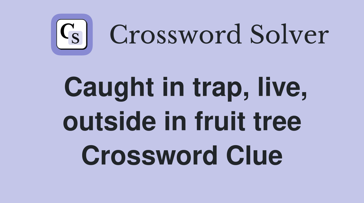 Caught in trap, live, outside in fruit tree Crossword Clue