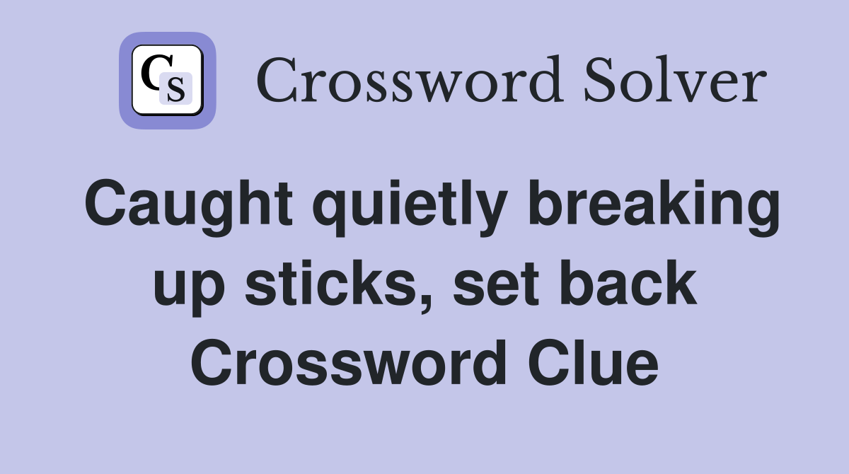 Caught quietly breaking up sticks, set back Crossword Clue