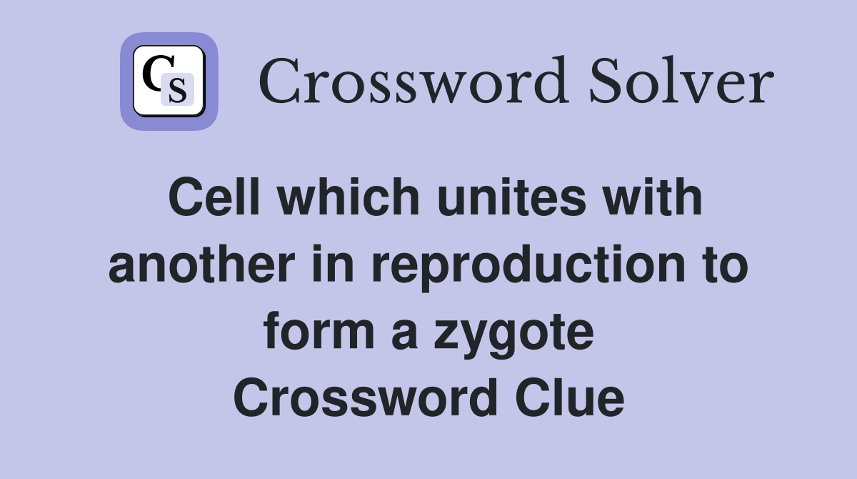Cell which unites with another in reproduction to form a zygote Crossword Clue