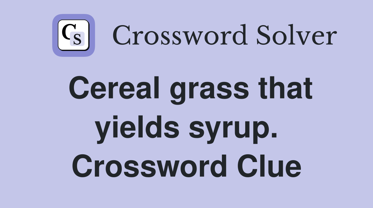 Cereal grass that yields syrup. Crossword Clue