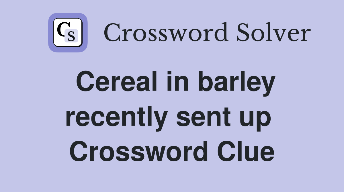 Cereal in barley recently sent up  Crossword Clue