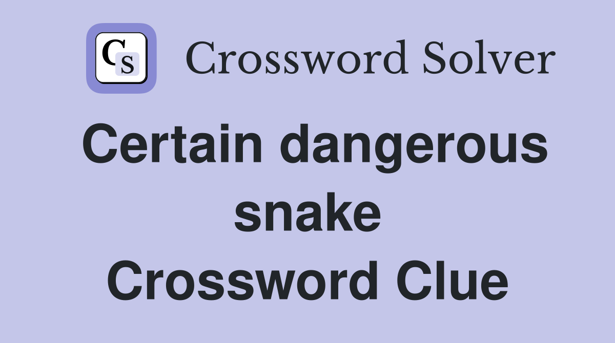 Certain dangerous snake Crossword Clue