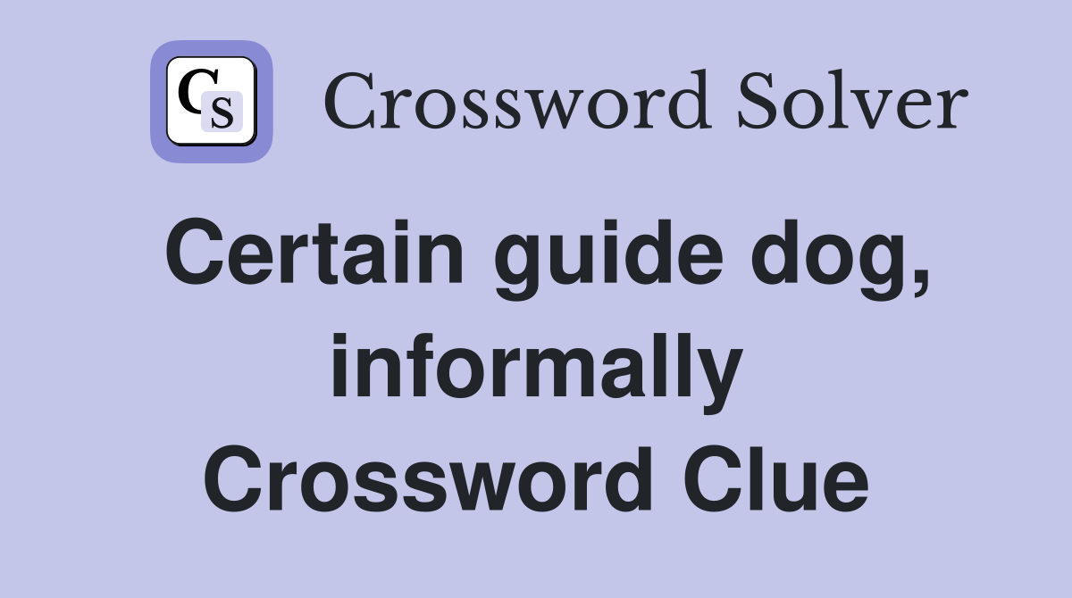 Certain guide dog, informally Crossword Clue