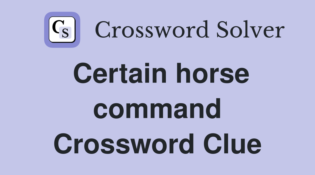 Certain horse command Crossword Clue
