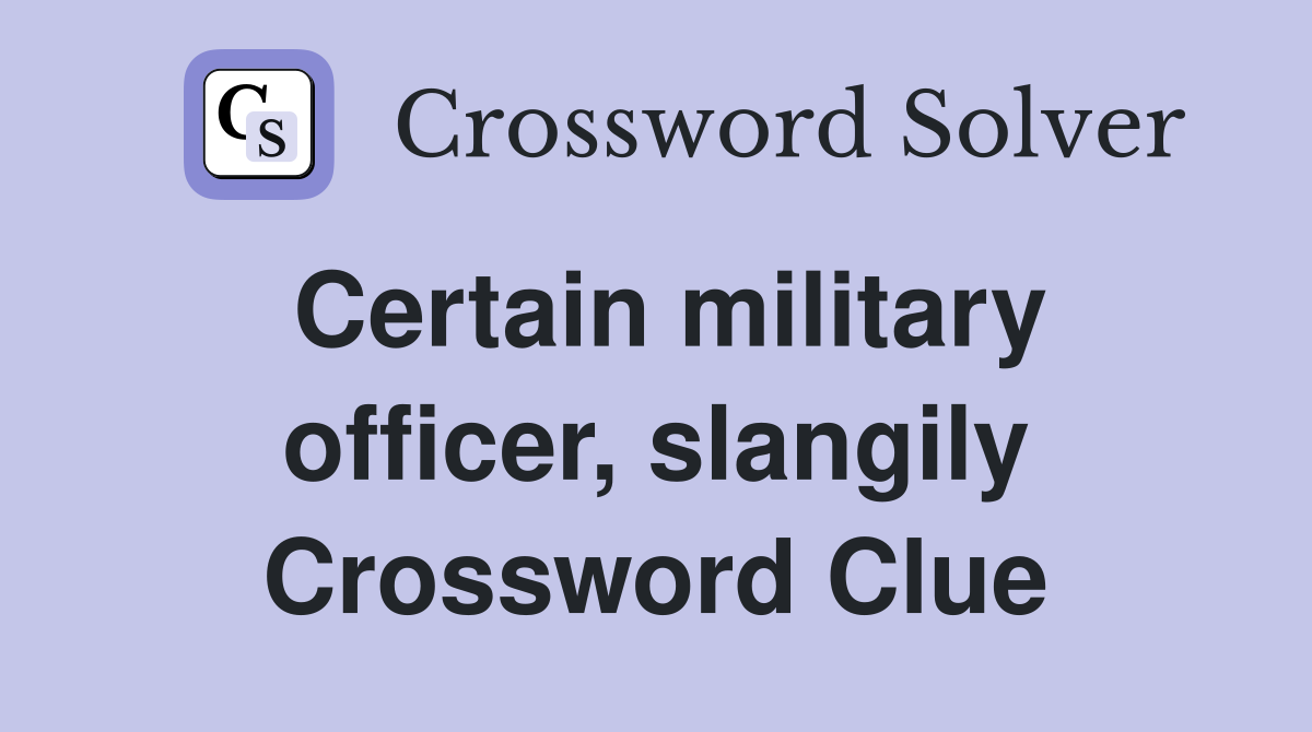 Certain military officer, slangily Crossword Clue