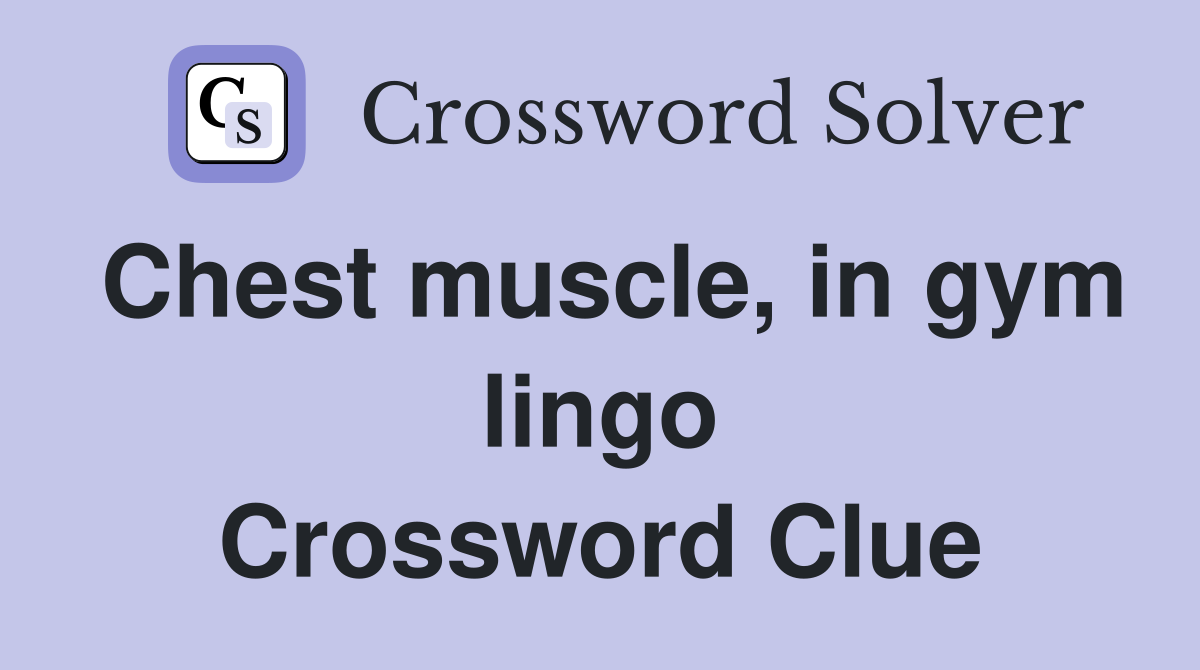 Chest muscle, in gym lingo Crossword Clue