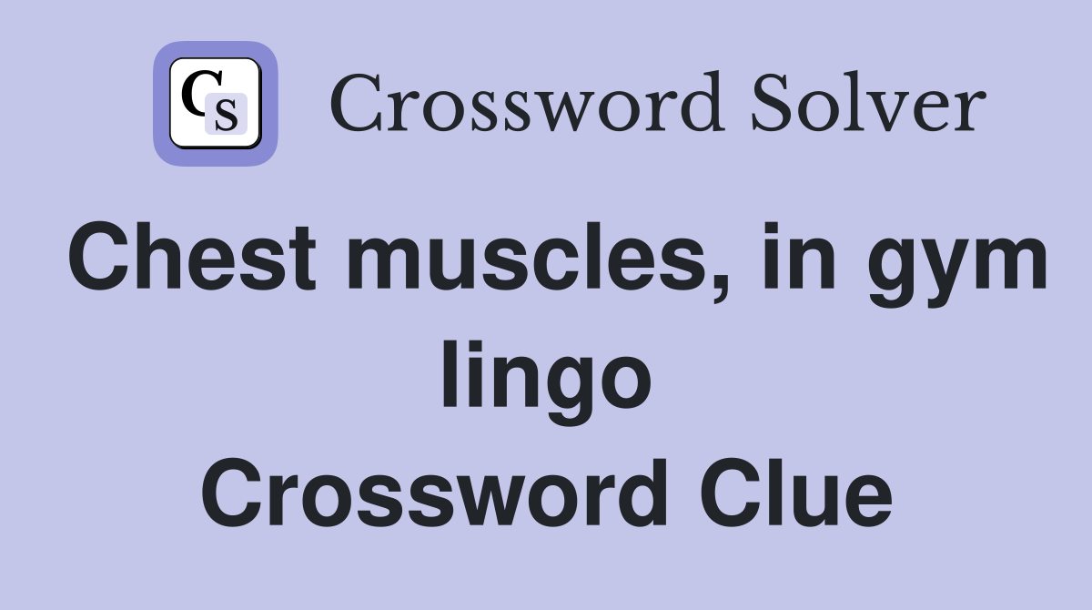 Chest muscles, in gym lingo Crossword Clue