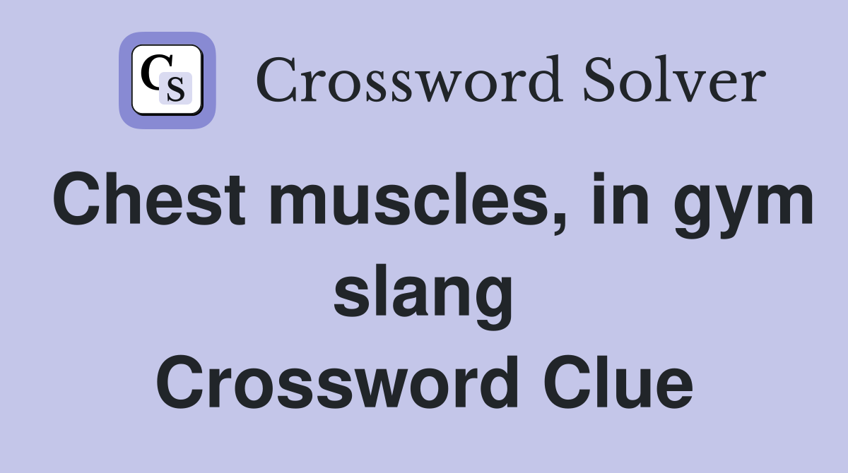 Chest muscles, in gym slang Crossword Clue