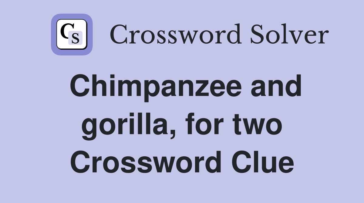 Chimpanzee and gorilla, for two Crossword Clue