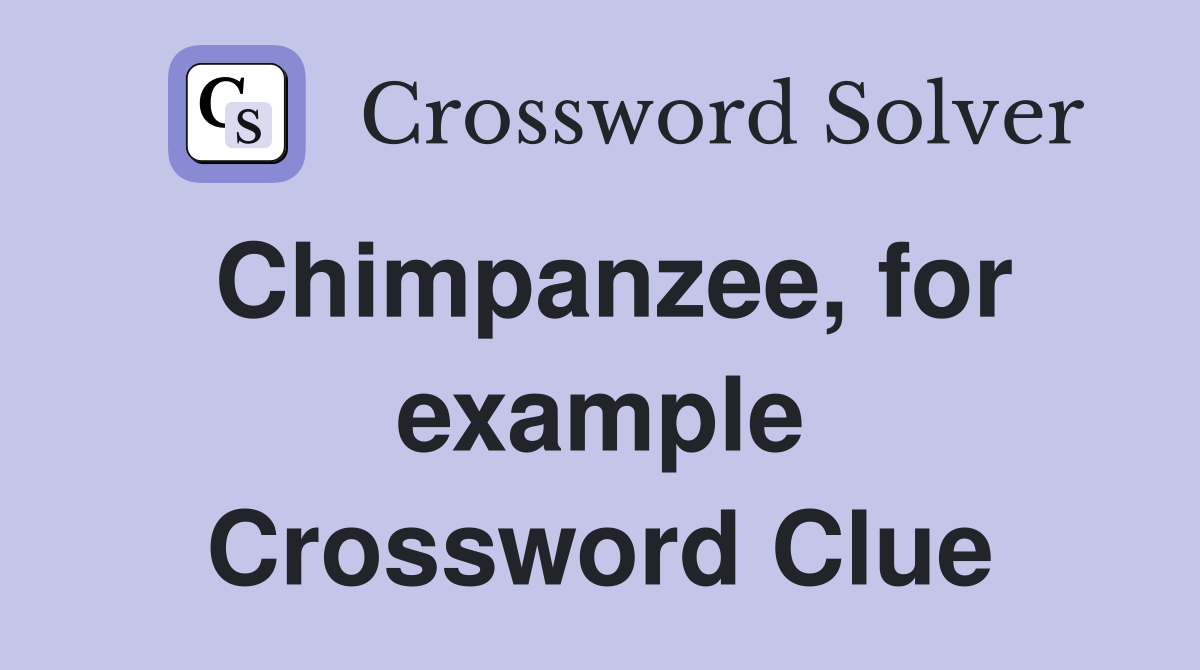Chimpanzee, for example Crossword Clue