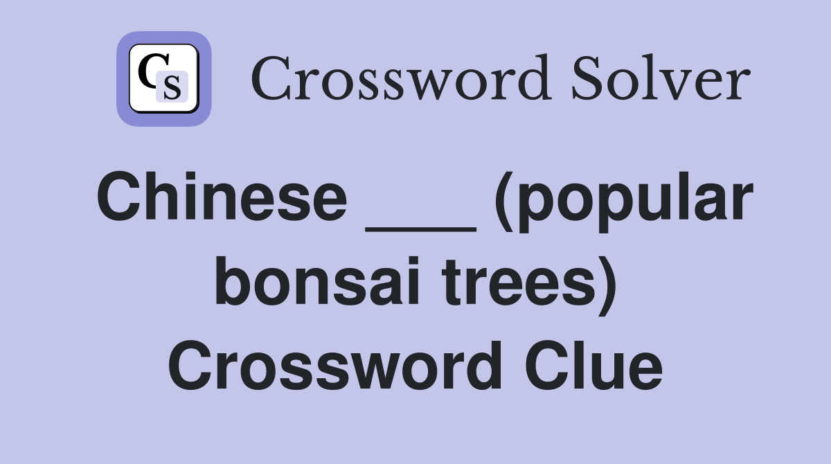 Chinese ___ (popular bonsai trees) Crossword Clue