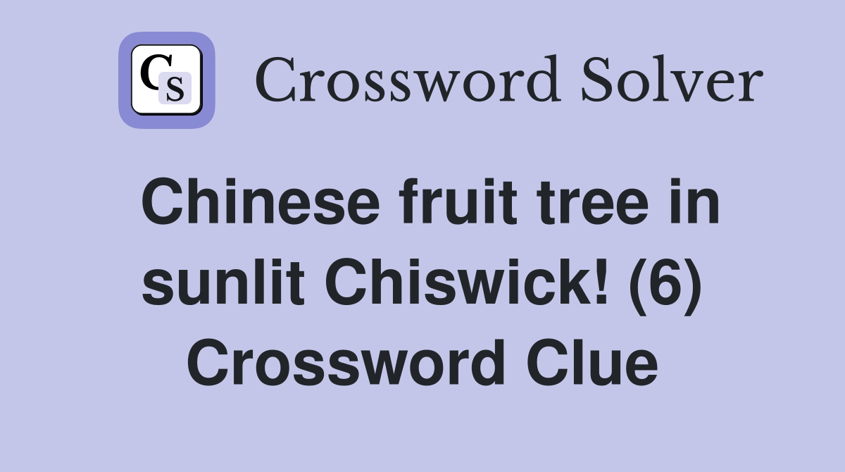 Chinese fruit tree in sunlit Chiswick! (6) Crossword Clue
