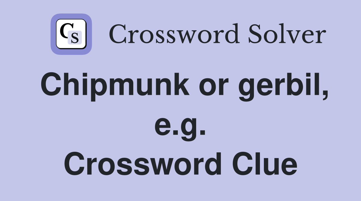 Chipmunk or gerbil, e.g. Crossword Clue