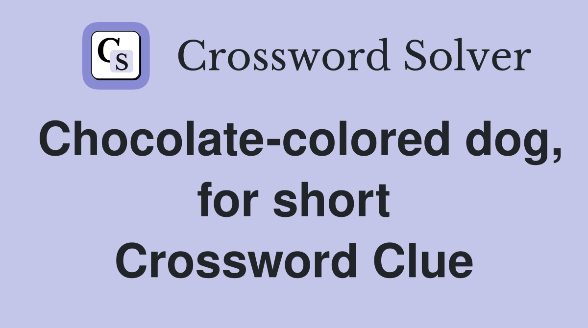 Chocolate-colored dog, for short Crossword Clue