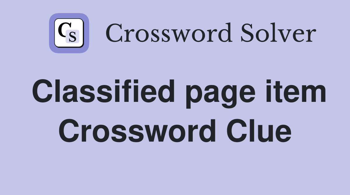 Classified page item Crossword Clue