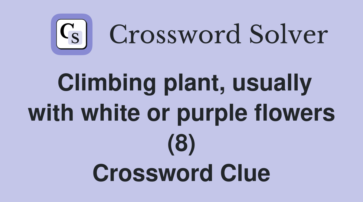 Climbing plant, usually with white or purple flowers (8) Crossword Clue