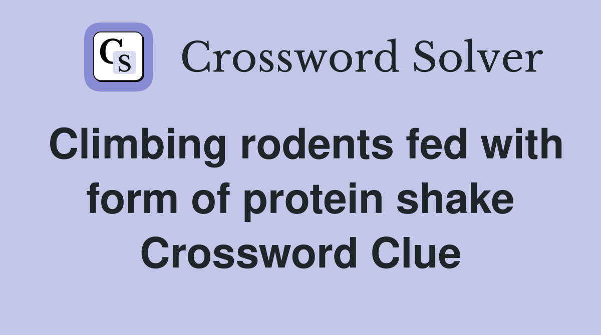 Climbing rodents fed with form of protein shake Crossword Clue