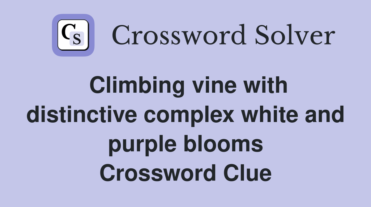 Climbing vine with distinctive complex white and purple blooms Crossword Clue