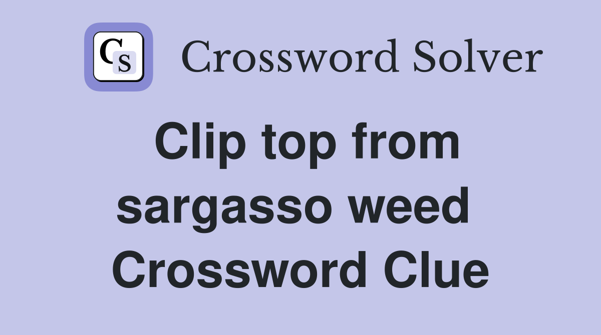 Clip top from sargasso weed  Crossword Clue