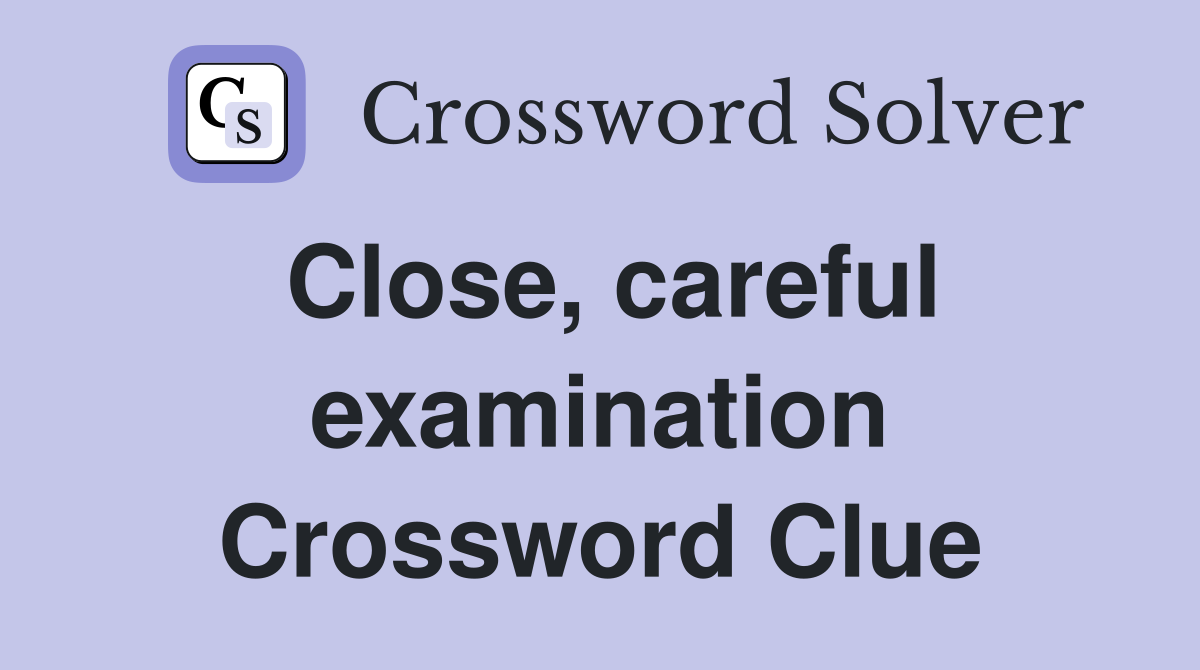 Close, careful examination Crossword Clue