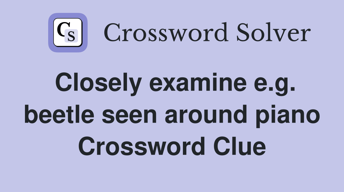 Closely examine e.g. beetle seen around piano Crossword Clue