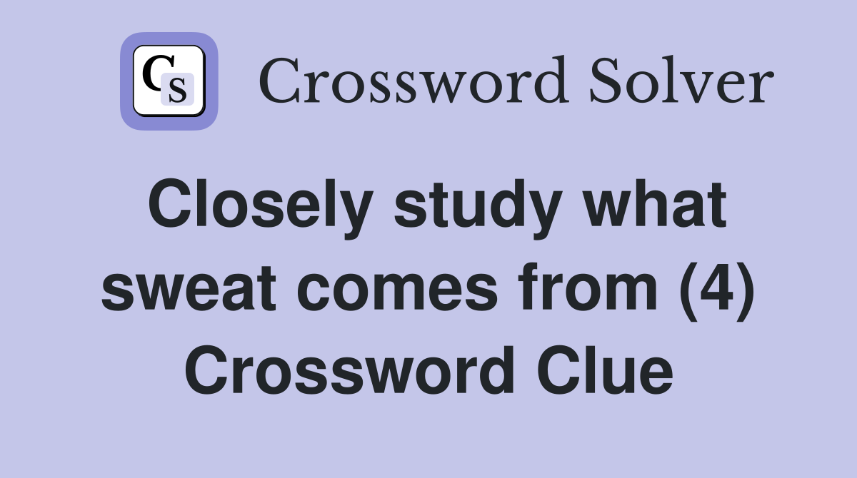 Closely study what sweat comes from (4) Crossword Clue