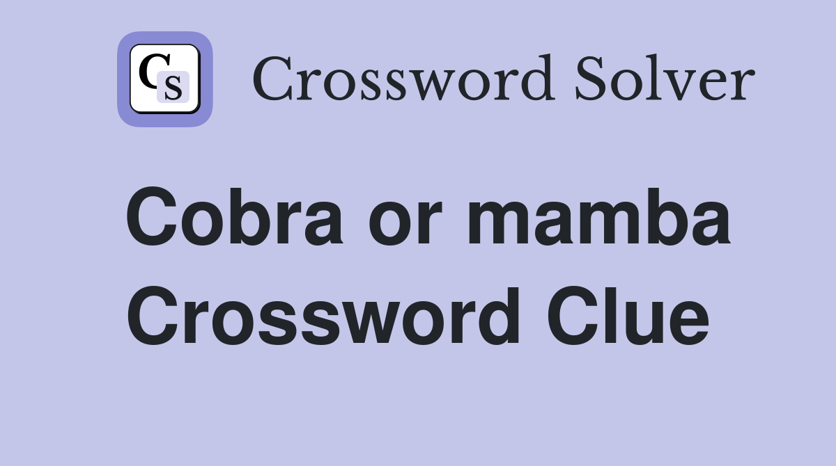 Cobra or mamba Crossword Clue