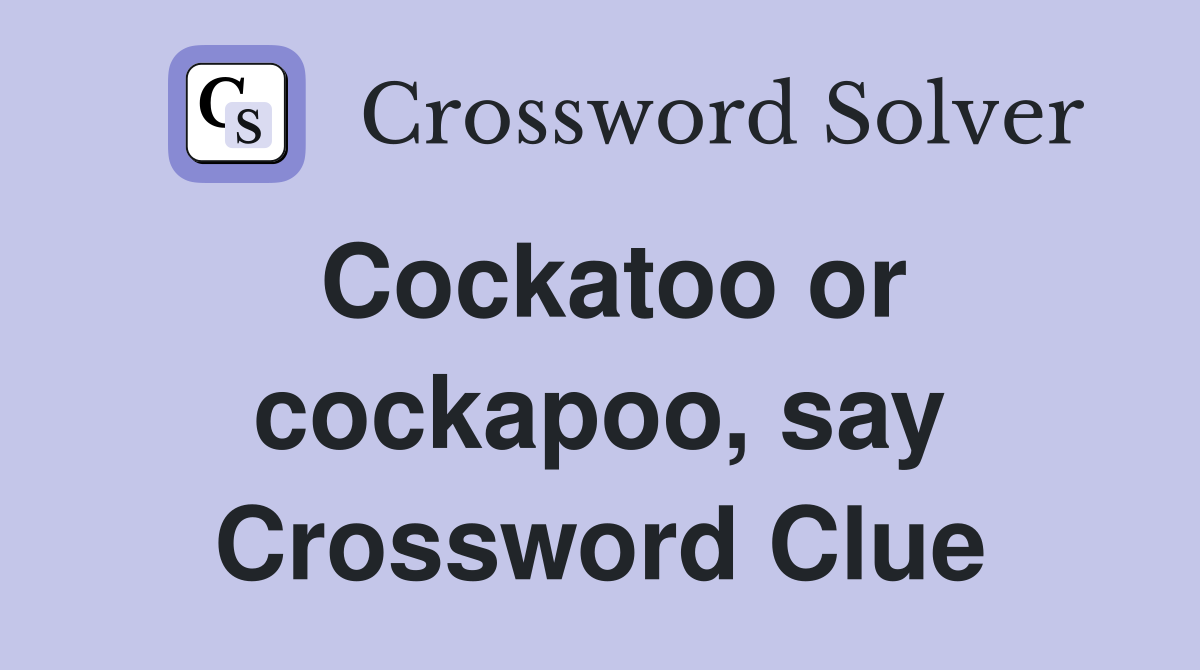 Cockatoo or cockapoo, say Crossword Clue