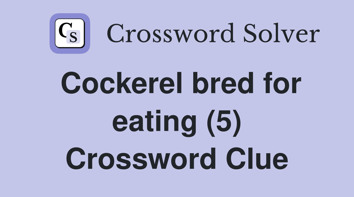 Cockerel bred for eating (5) Crossword Clue