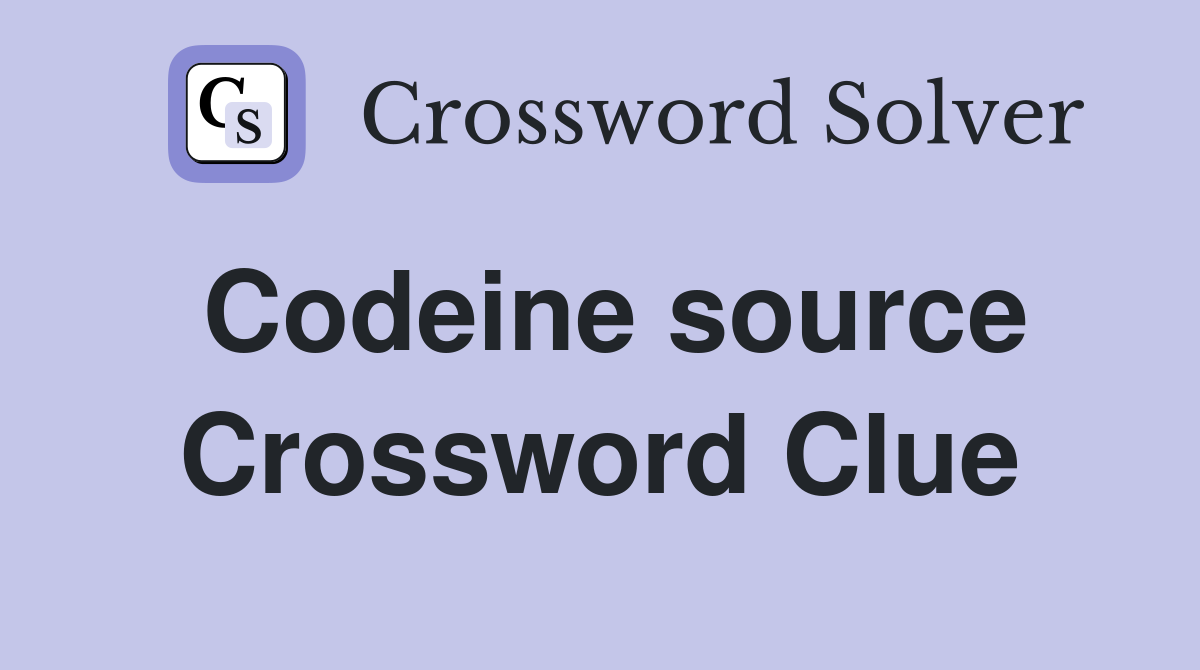 Codeine source Crossword Clue