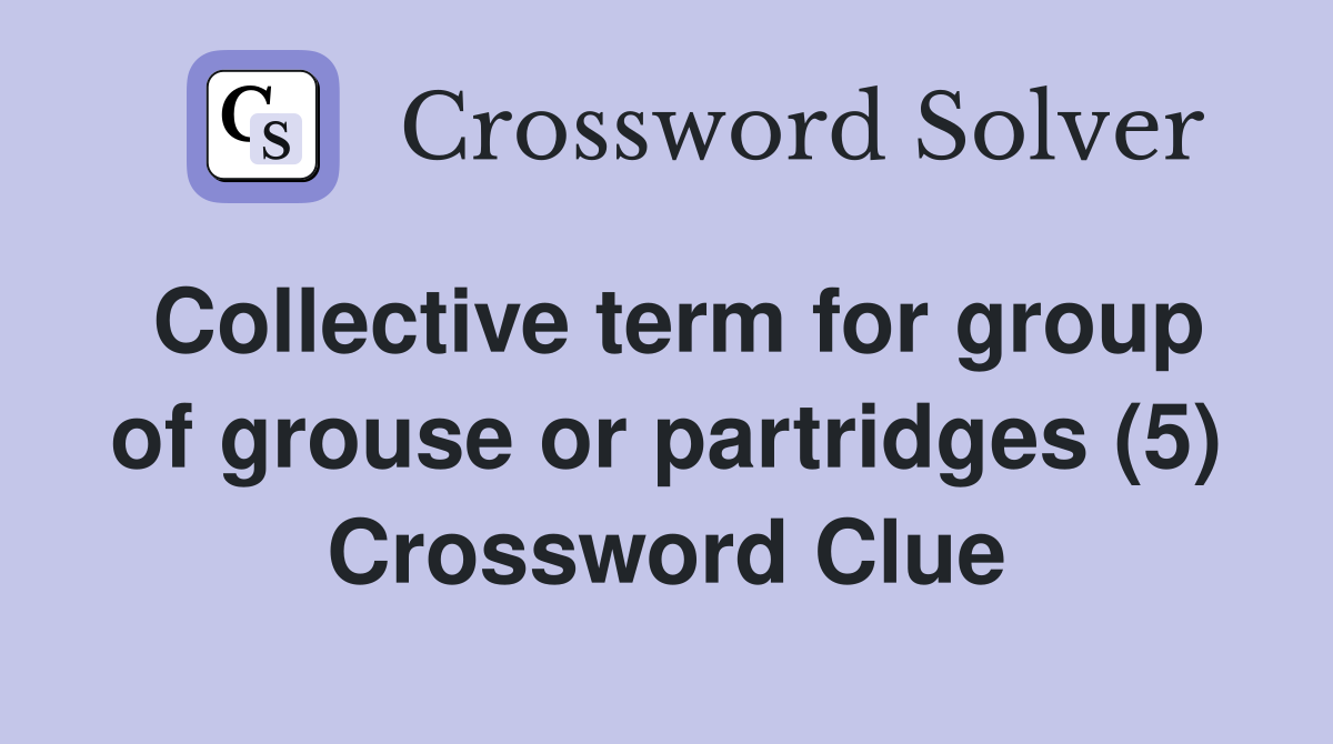 Collective term for group of grouse or partridges (5) Crossword Clue