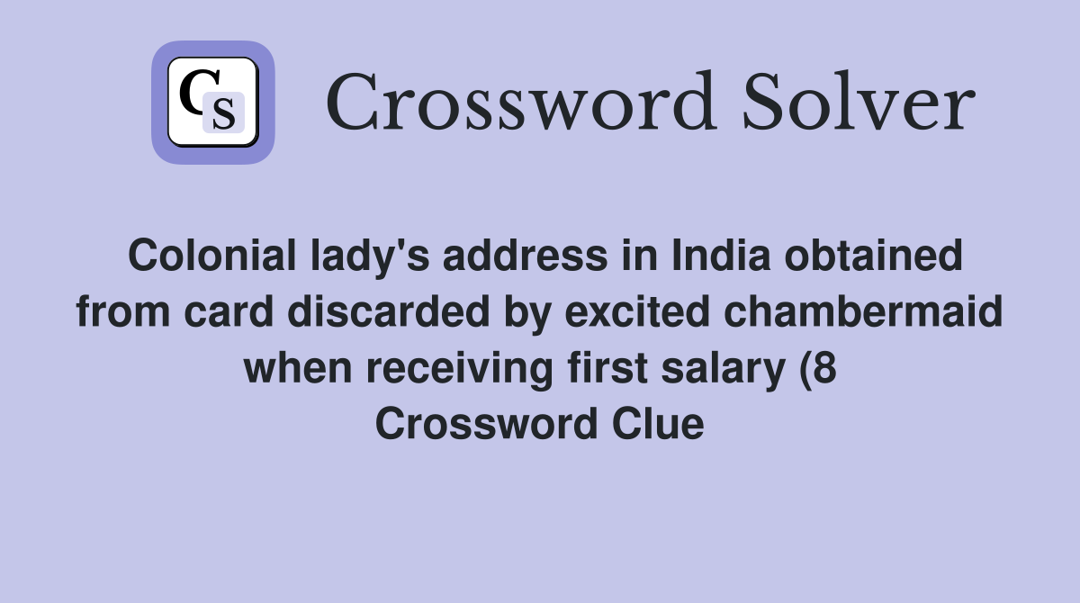 Colonial lady #39 s address in India obtained from card discarded by Colonial lady #39 s address in India obtained from card discarded by