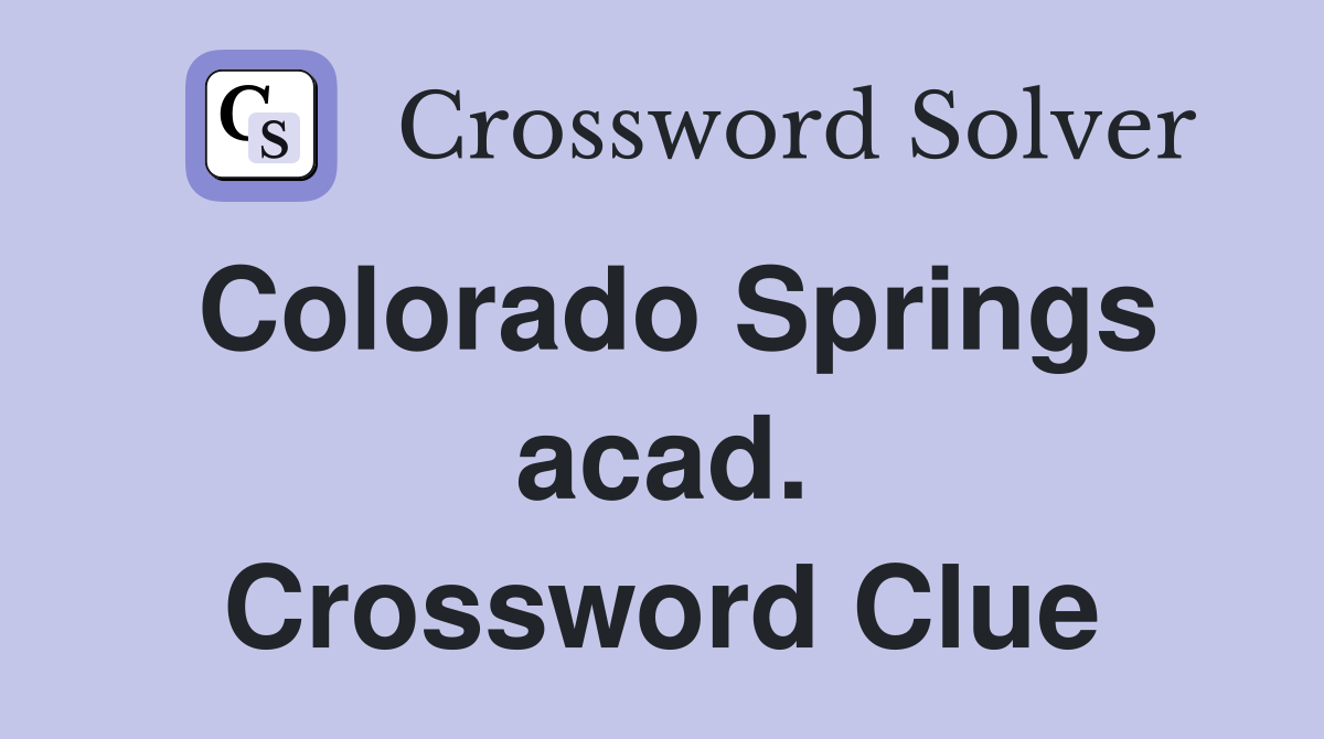 Colorado Springs acad. Crossword Clue