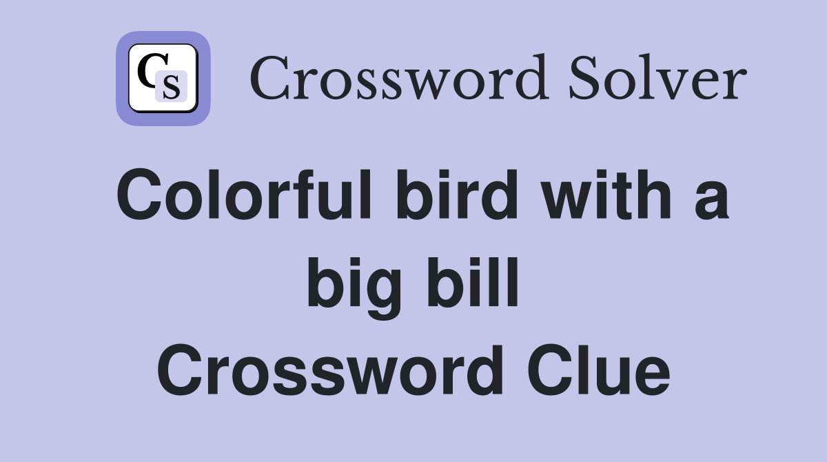 Colorful bird with a big bill Crossword Clue