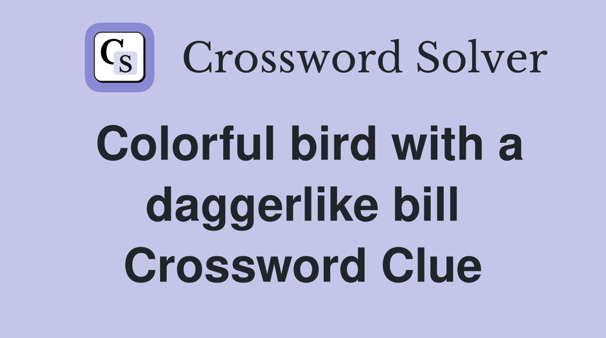 Colorful bird with a daggerlike bill Crossword Clue