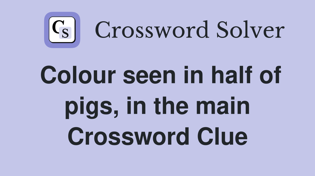 Colour seen in half of pigs, in the main Crossword Clue