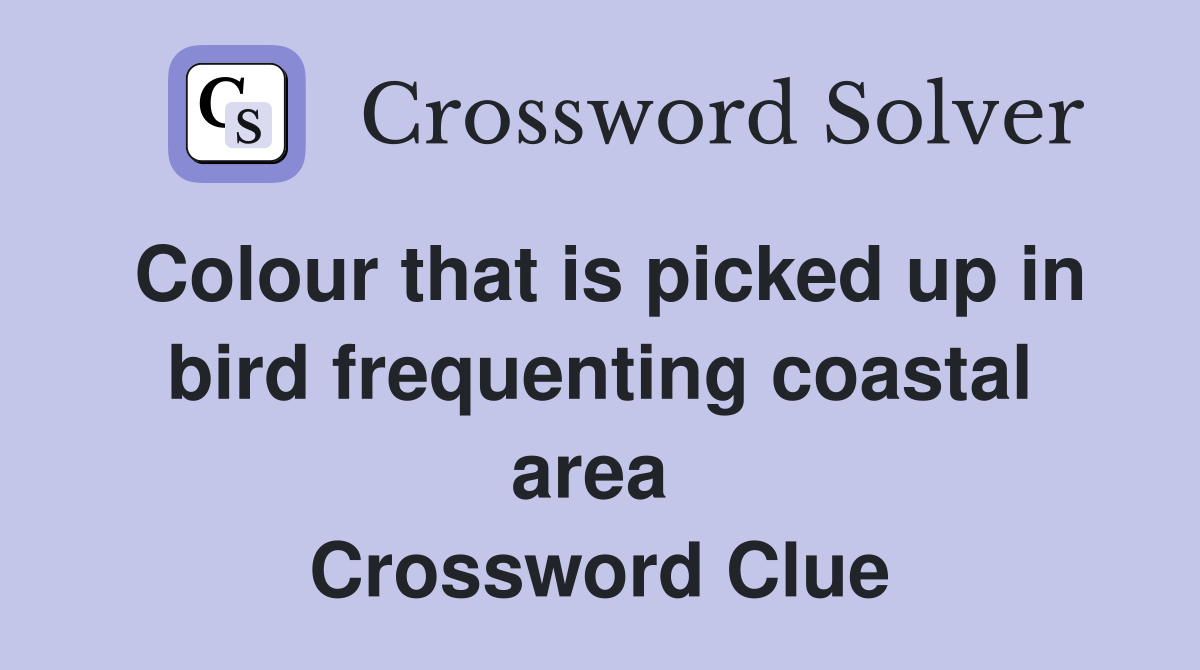 Colour that is picked up in bird frequenting coastal area  Crossword Clue