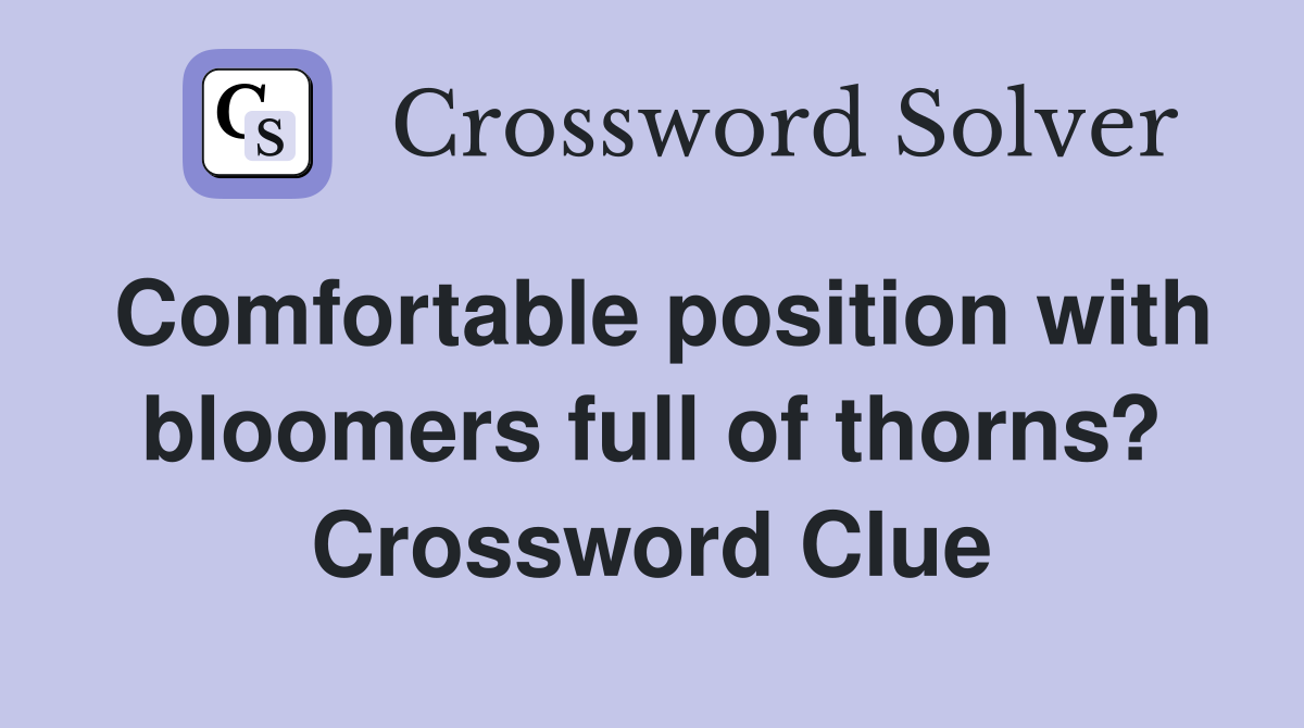 Comfortable position with bloomers full of thorns? Crossword Clue