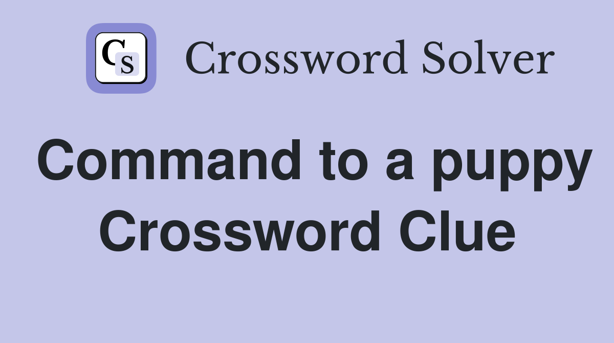 Command to a puppy Crossword Clue