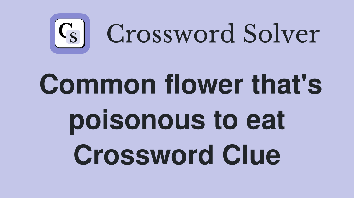 Common flower that's poisonous to eat Crossword Clue