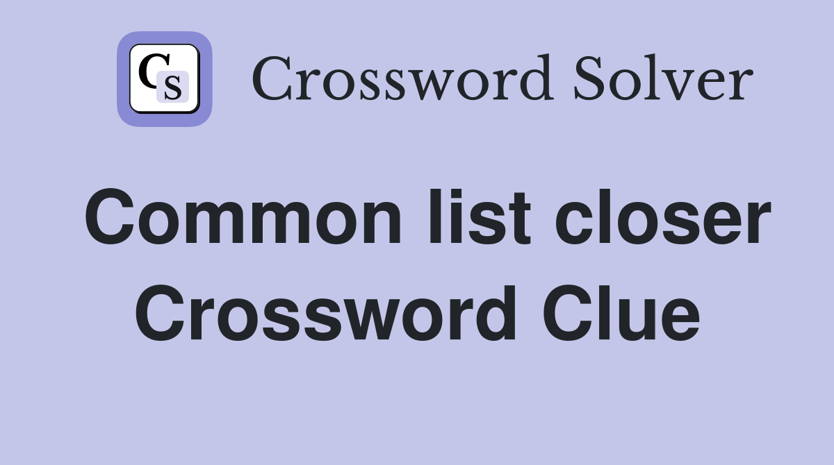 Common list closer Crossword Clue