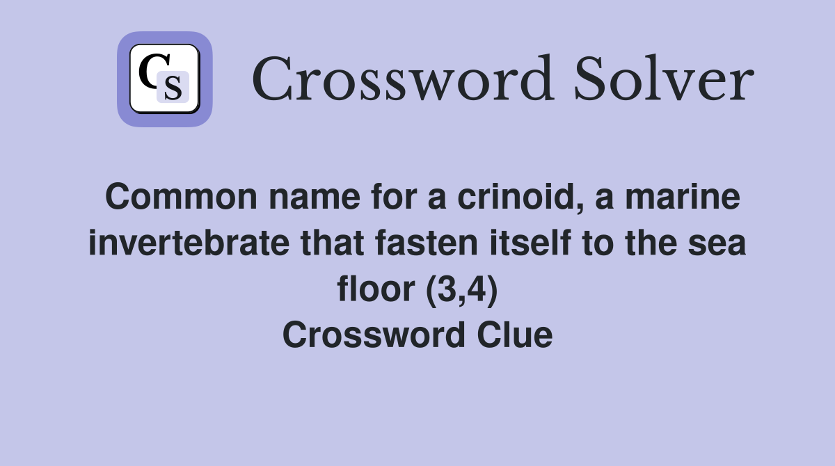 Common name for a crinoid, a marine invertebrate that fasten itself to the sea floor (3,4) Crossword Clue