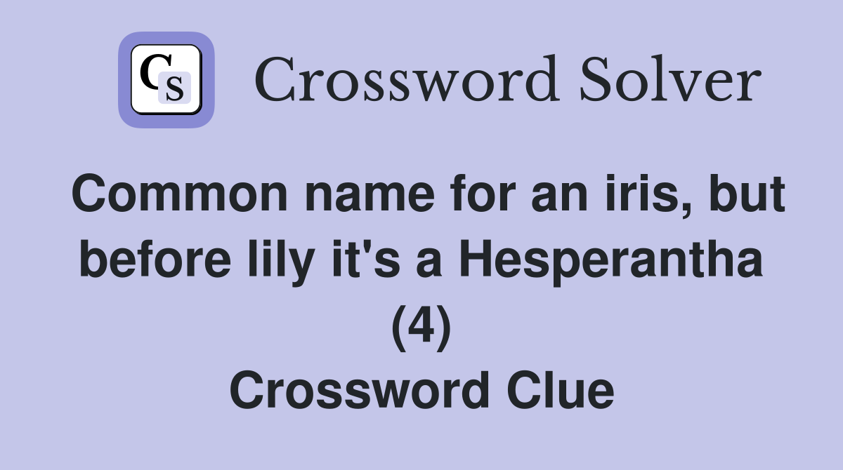 Common name for an iris, but before lily it's a Hesperantha (4) Crossword Clue