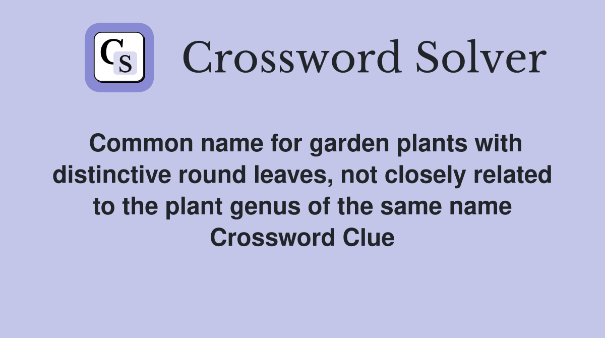 Common name for garden plants with distinctive round leaves, not closely related to the plant genus of the same name Crossword Clue
