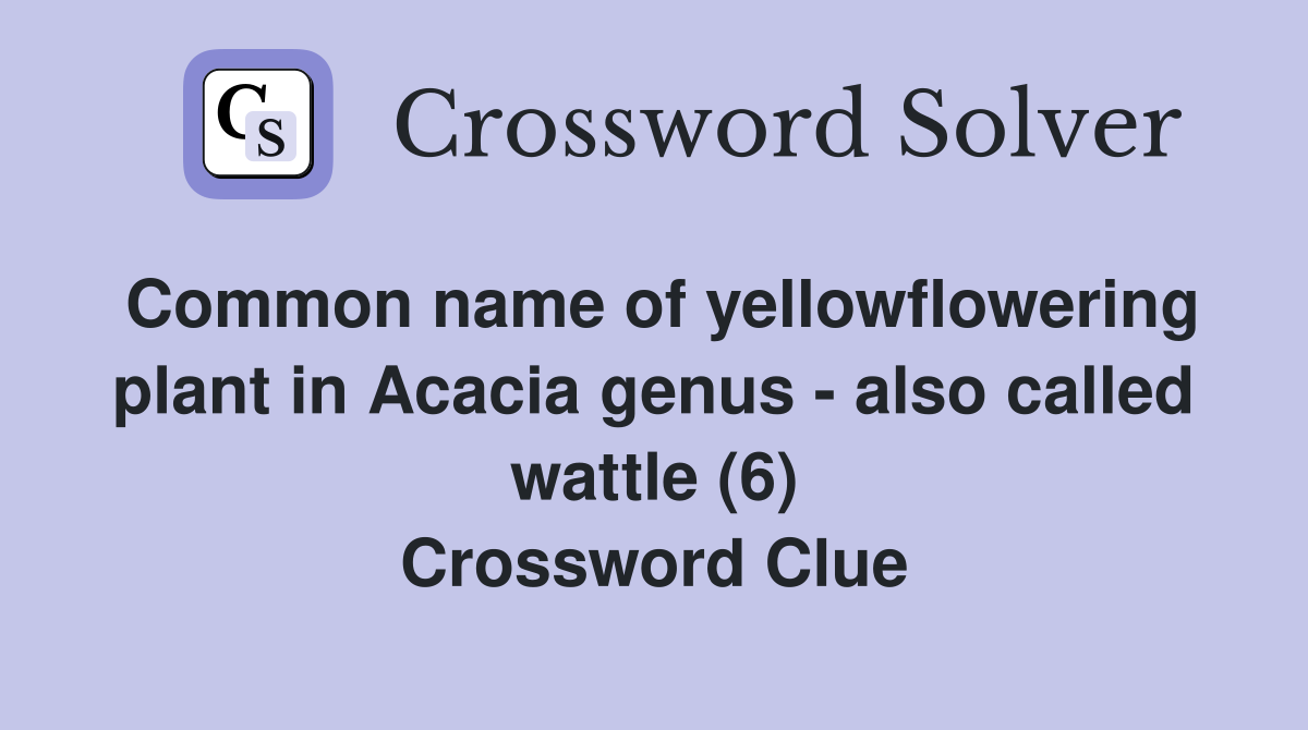 Common name of yellowflowering plant in Acacia genus - also called wattle (6) Crossword Clue