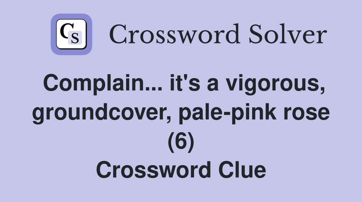 Complain... it's a vigorous, groundcover, pale-pink rose (6) Crossword Clue
