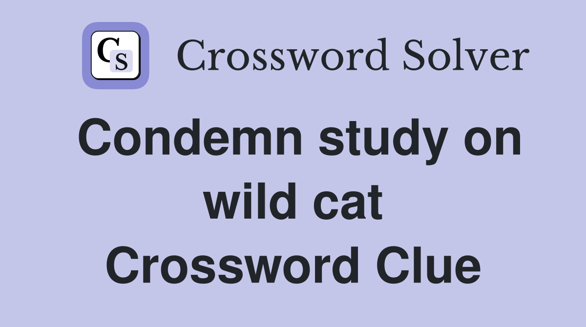 Condemn study on wild cat Crossword Clue