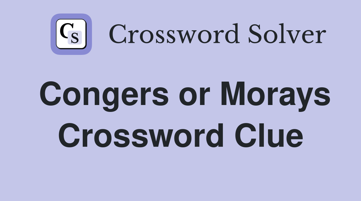 Congers or Morays Crossword Clue