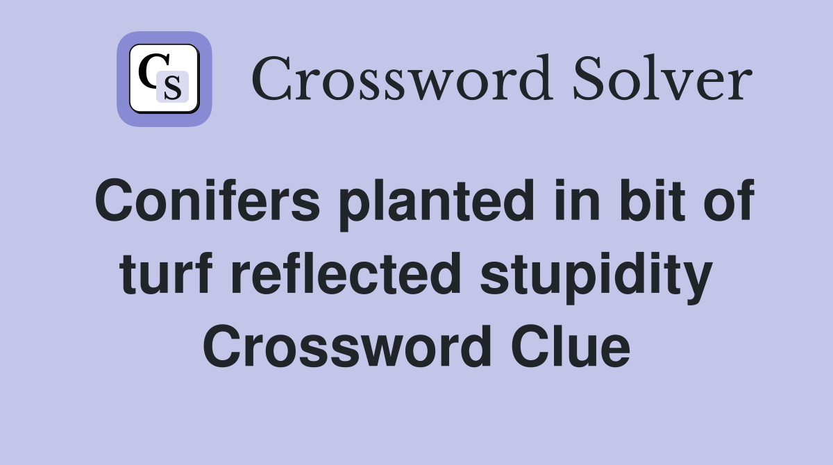 Conifers planted in bit of turf reflected stupidity Crossword Clue