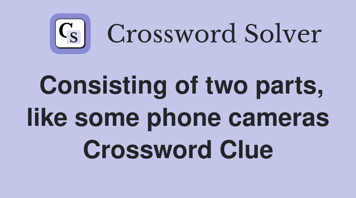 Consisting of two parts, like some phone cameras Crossword Clue